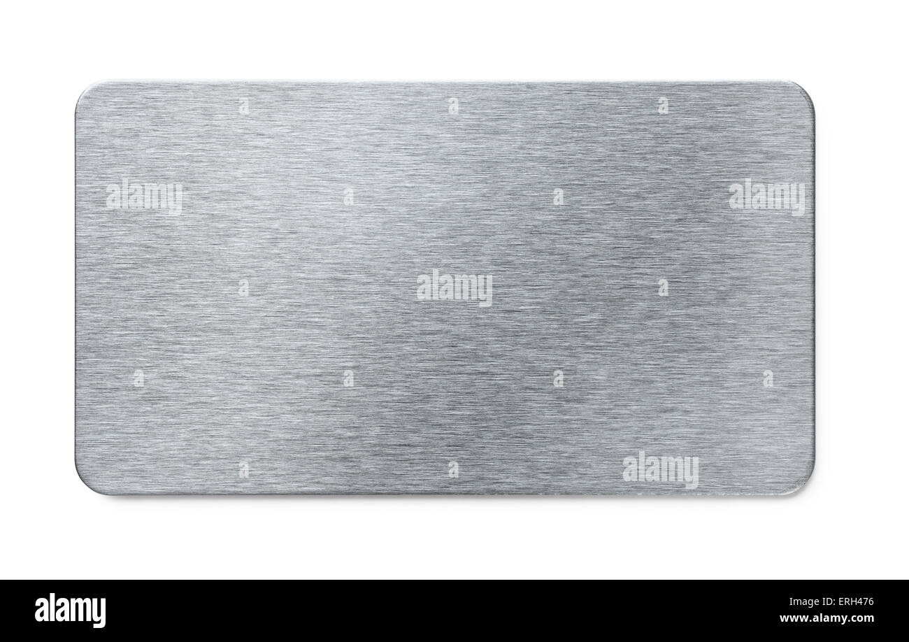 Spazzolato piastra in acciaio isolato su bianco Foto Stock
