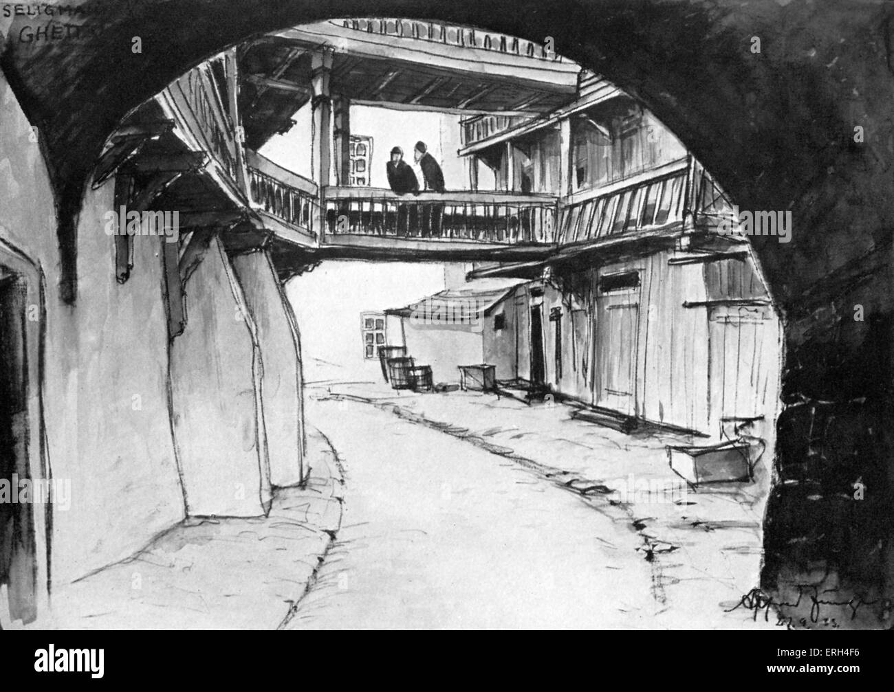 Seligman il Ghetto- dalla pellicola ebreo Süss, set design da Alfred Junge da 'Ebreo Süss, scenario della pellicola' basato sul libro di Foto Stock