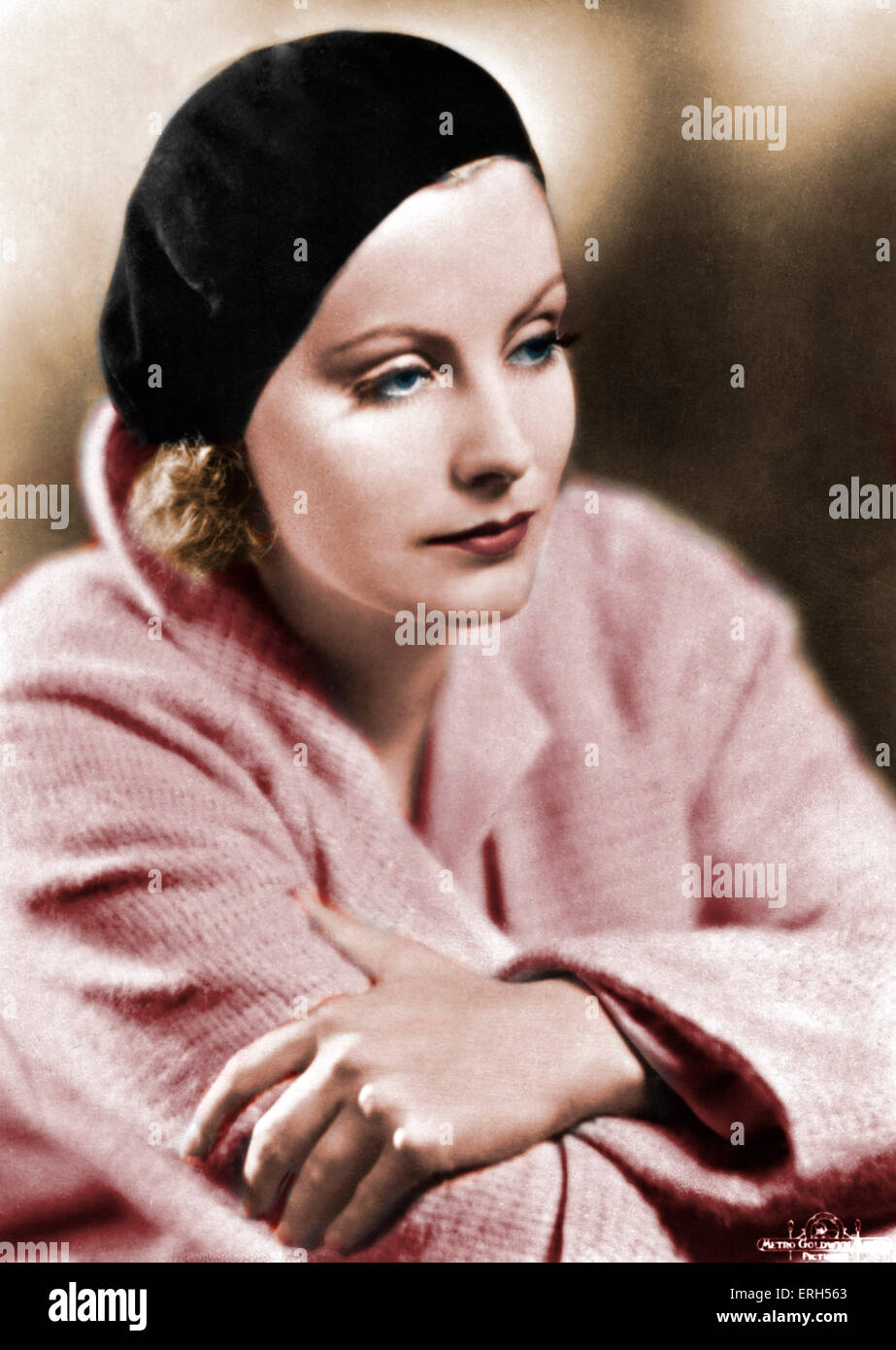 Greta Garbo - ritratto. L'attrice svedese, 18 settembre 1905 - 15 aprile 1990. Versione Colorised. Foto Stock
