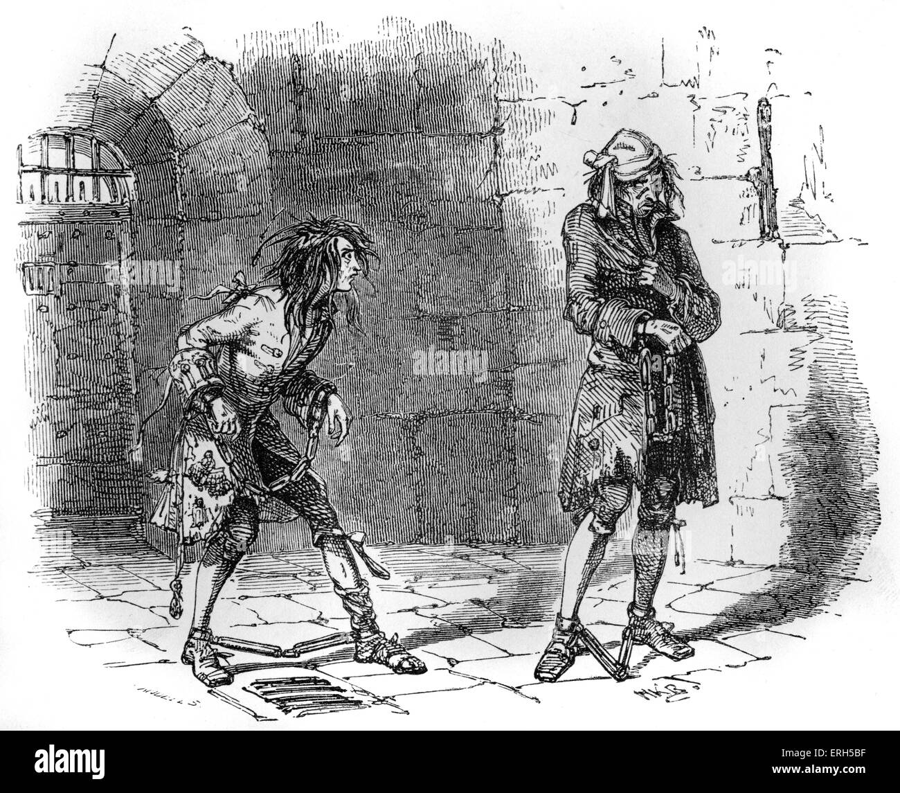 Charles Dickens ' 'Barnaby Rudge" . La didascalia recita: 'Barnaby 's companion". Barnaby incontra il suo padre in prigione. Foto Stock
