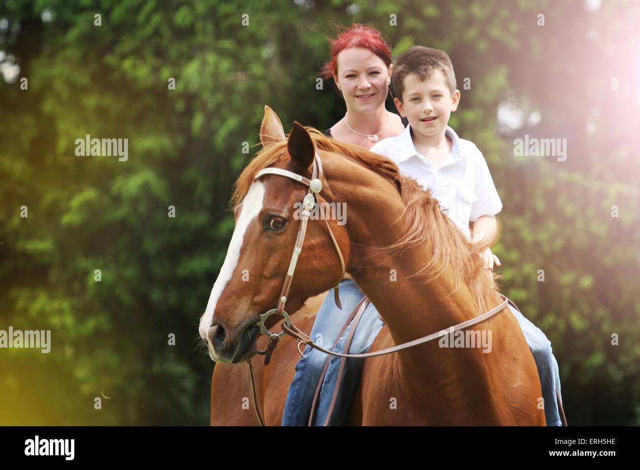 I piloti sul Quarter Horse Foto Stock