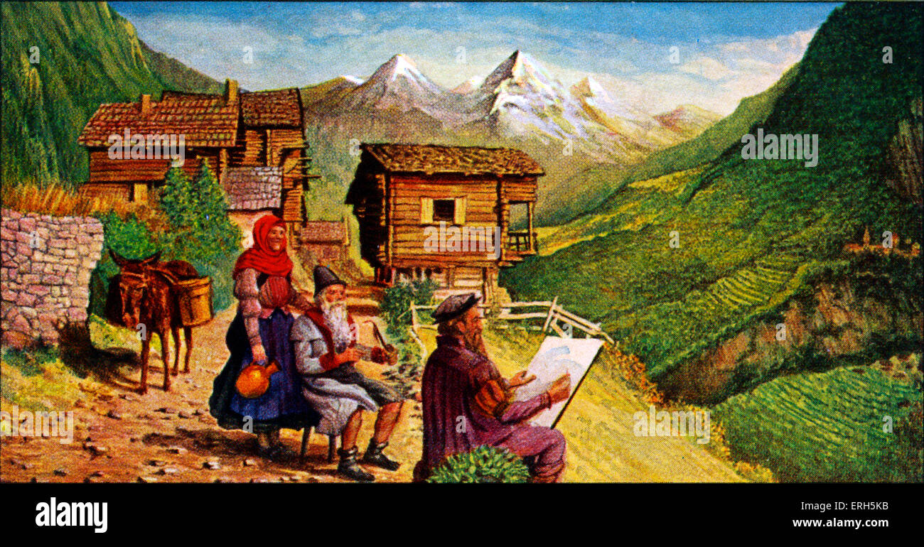 Pieter Bruegel in Italia. Breugel si è trasferito in Italia per diventare un maestro nel 1551. Pubblicità per la Liebig estratto di carne pubblicato Foto Stock