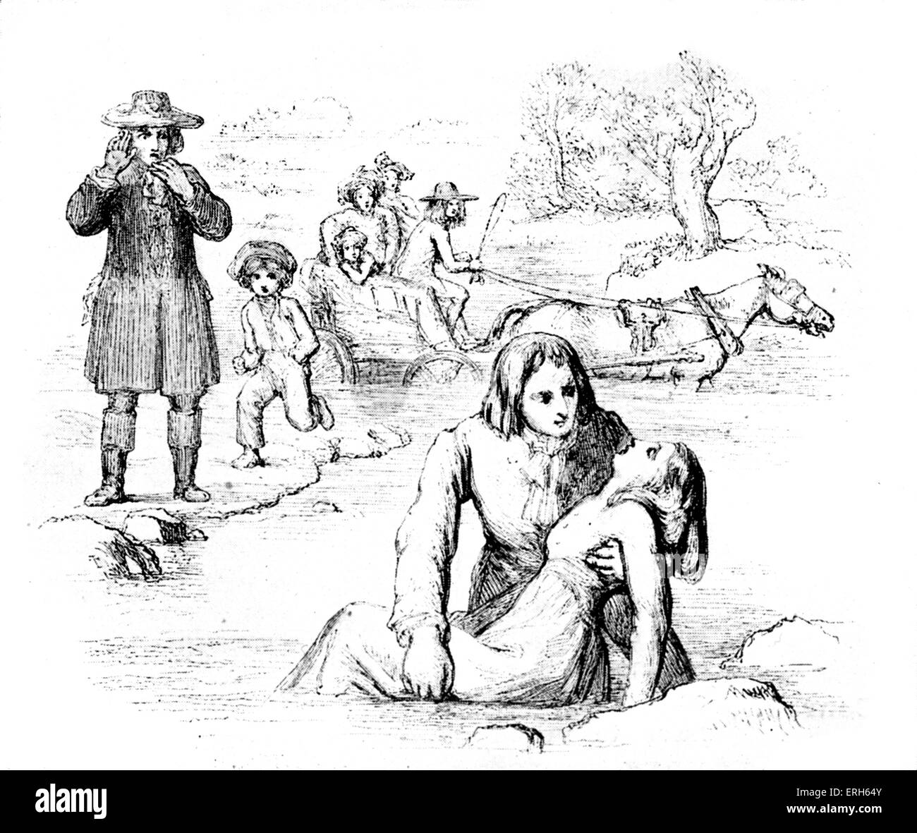 " Il Vicario di Wakefield' da Oliver Goldsmith. 1843 edizione del romanzo illustrato da William Mulready . La didascalia recita Foto Stock