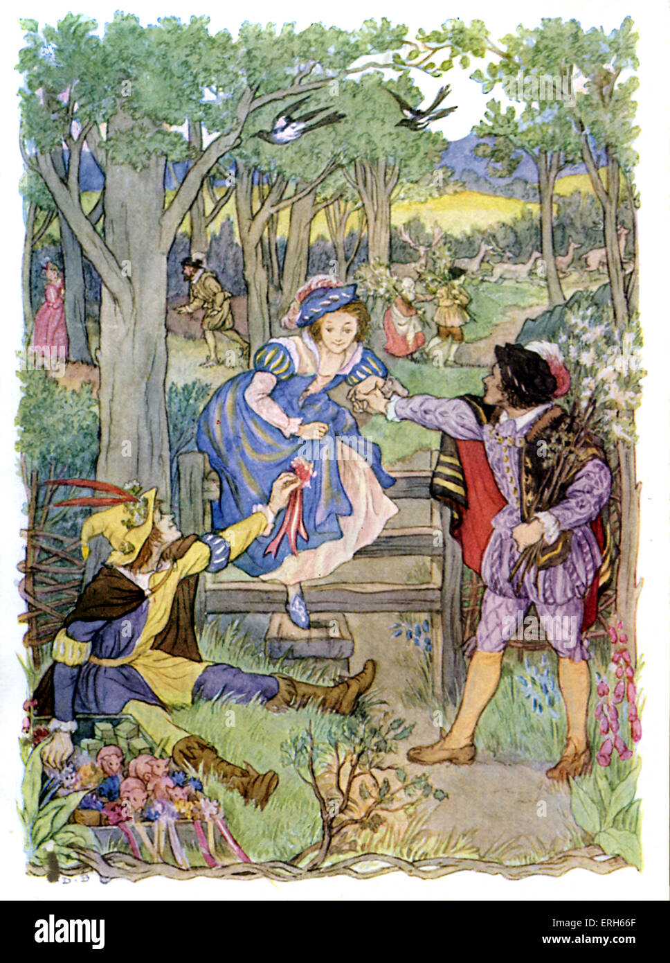 'Attraverso Merrie Inghilterra - il fasto e passatempi del villaggio e della città da F L Stevens e illustrato da Francesco D Foto Stock