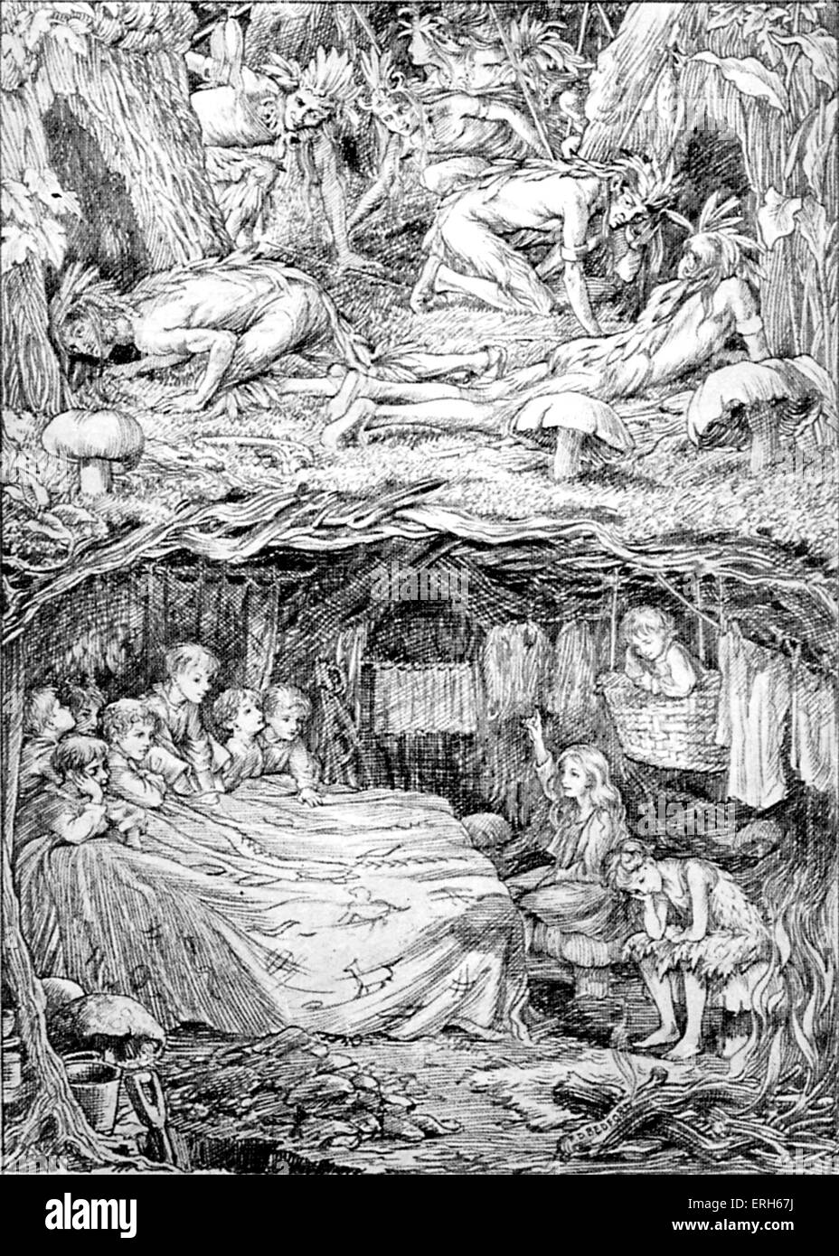 J.M. Barrie Peter Pan - 'Peter e Wendy'. Illustrazione di F.D. Bedford, 1920s. La JMB: (James Matthew Barrie) romanziere scozzese Foto Stock