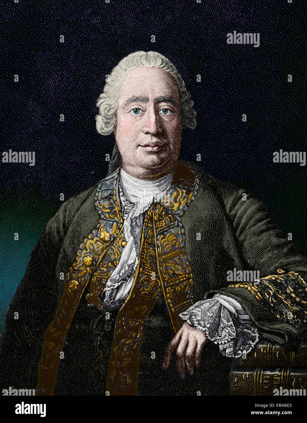 David Hume - Ritratto dell'autore scozzese, filosofo e storico, dopo aver ritratto da James Ramsay. 26 Aprile 1711 - 25 Foto Stock