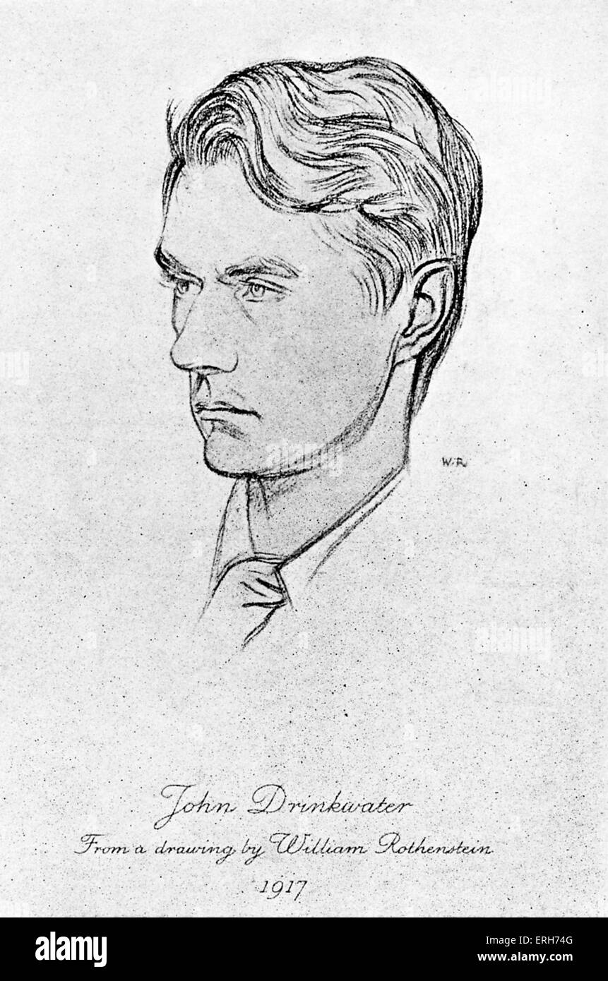 John Drinkwater - ritratto da un disegno di William Rothenstein, 1917. Inglese poeta e drammaturgo, 1 giugno 1882 - 25 Marzo Foto Stock