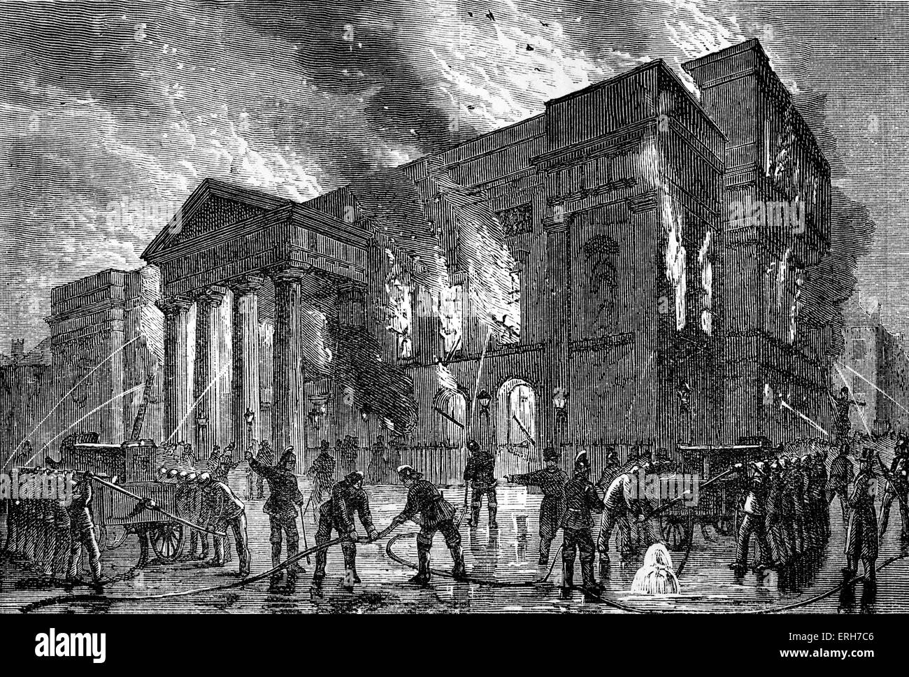 Incendio al Covent Garden Theatre, Londra (6 marzo 1856) durante un Bal Masque dato dal Professor Anderson. Inaugurato il 7 dicembre Foto Stock