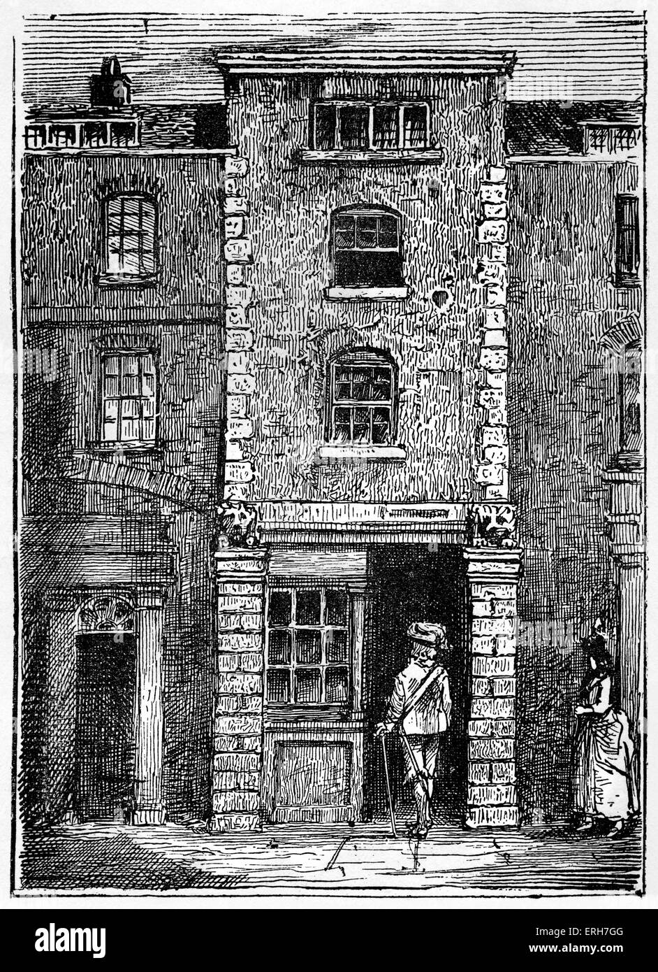 Gli alloggi del John Dryden - poeta inglese, critico letterario, traduttore e drammaturgo in Fetter Lane, Fleet Street, Londra. Foto Stock