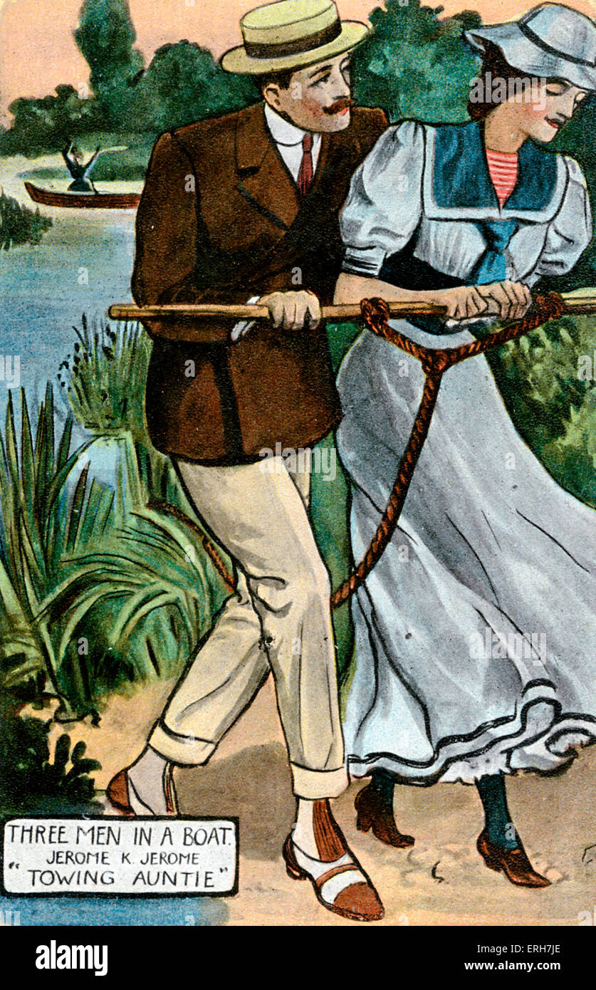 "Tre Uomini in Barca" di Jerome K. Jerome. La didascalia recita: "Zia di traino". JKJ: Inglese e scrittore umorista, 2 maggio 1859 - 14 Foto Stock
