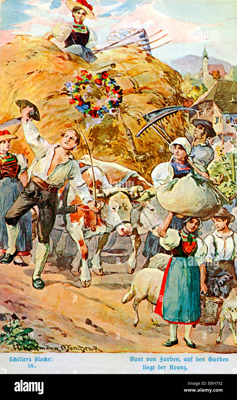 Illustrazione di Schiller 's "La Canzone del Bell' (Das Lied von der Glocke)  (X). L'uomo con la lanterna e alabarda. La pittura di Hans Kaufmann  München. Friedrich Schiller: poeta tedesco, 10 novembre