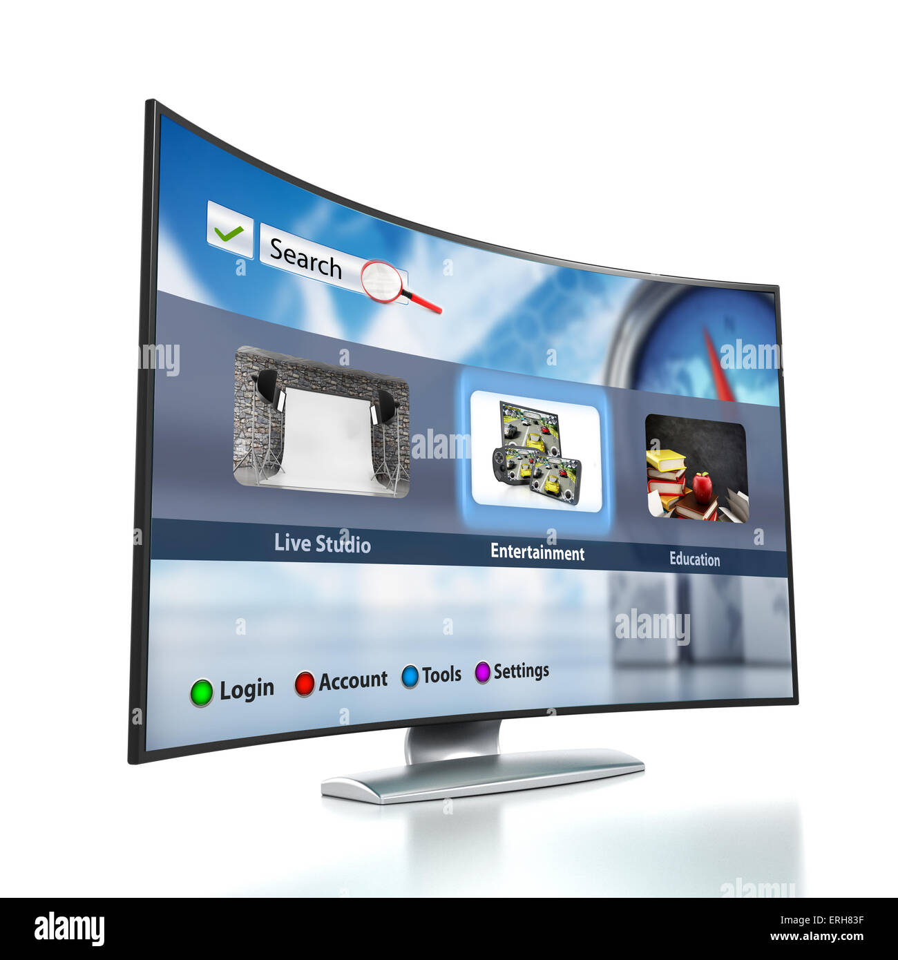 Curvato Smart TV con schermo OLED. Foto Stock