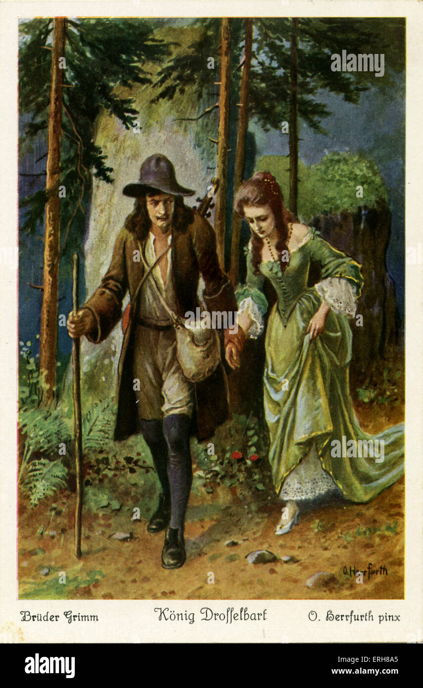 Re Drosselbart dai fratelli Grimm. Autori tedeschi di favole e canzoni sulla base di pre-Cristiano mitologia germanica. Foto Stock