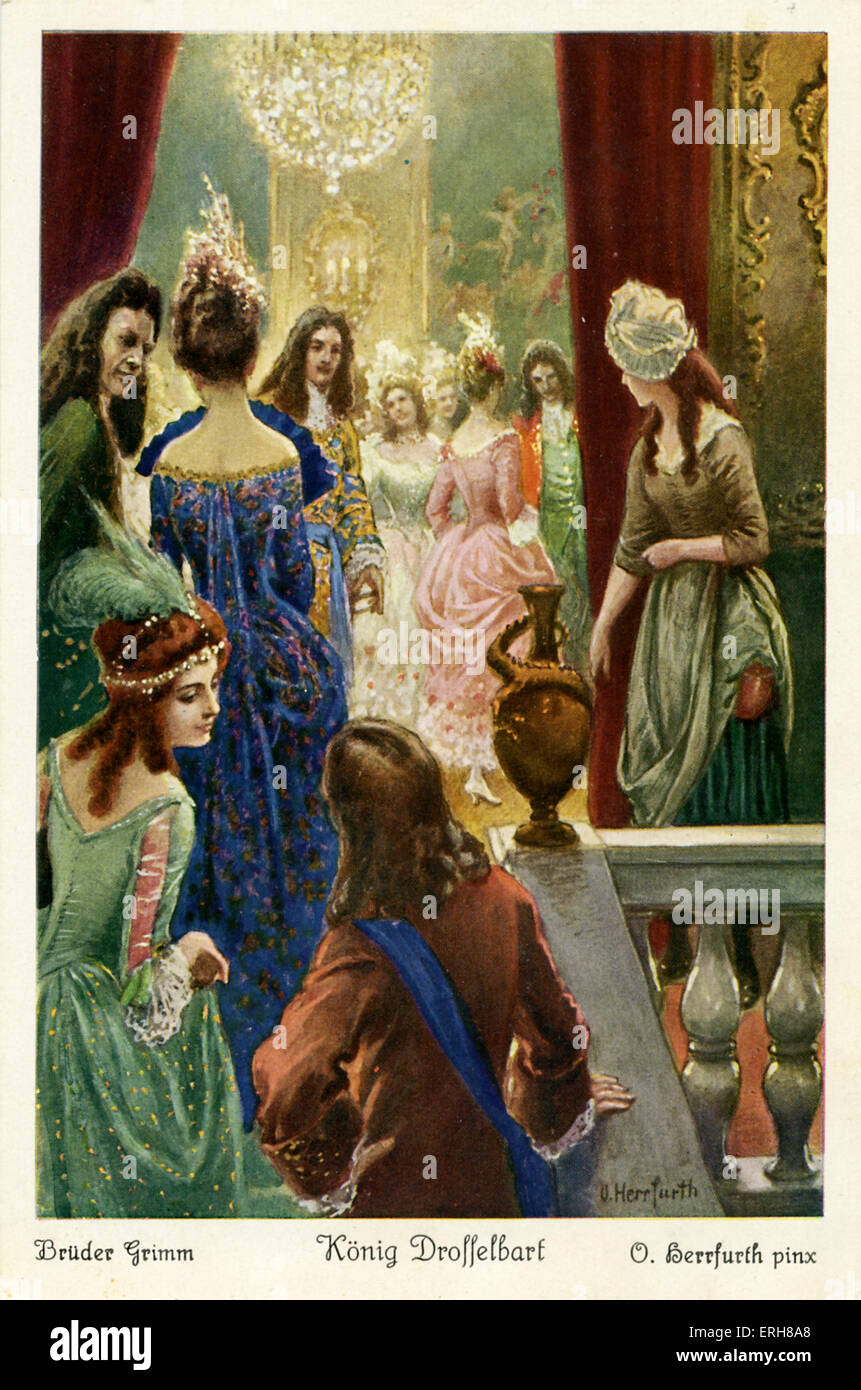 Re Drosselbart dai fratelli Grimm. Autori tedeschi di favole e canzoni sulla base di pre-Cristiano mitologia germanica. Foto Stock