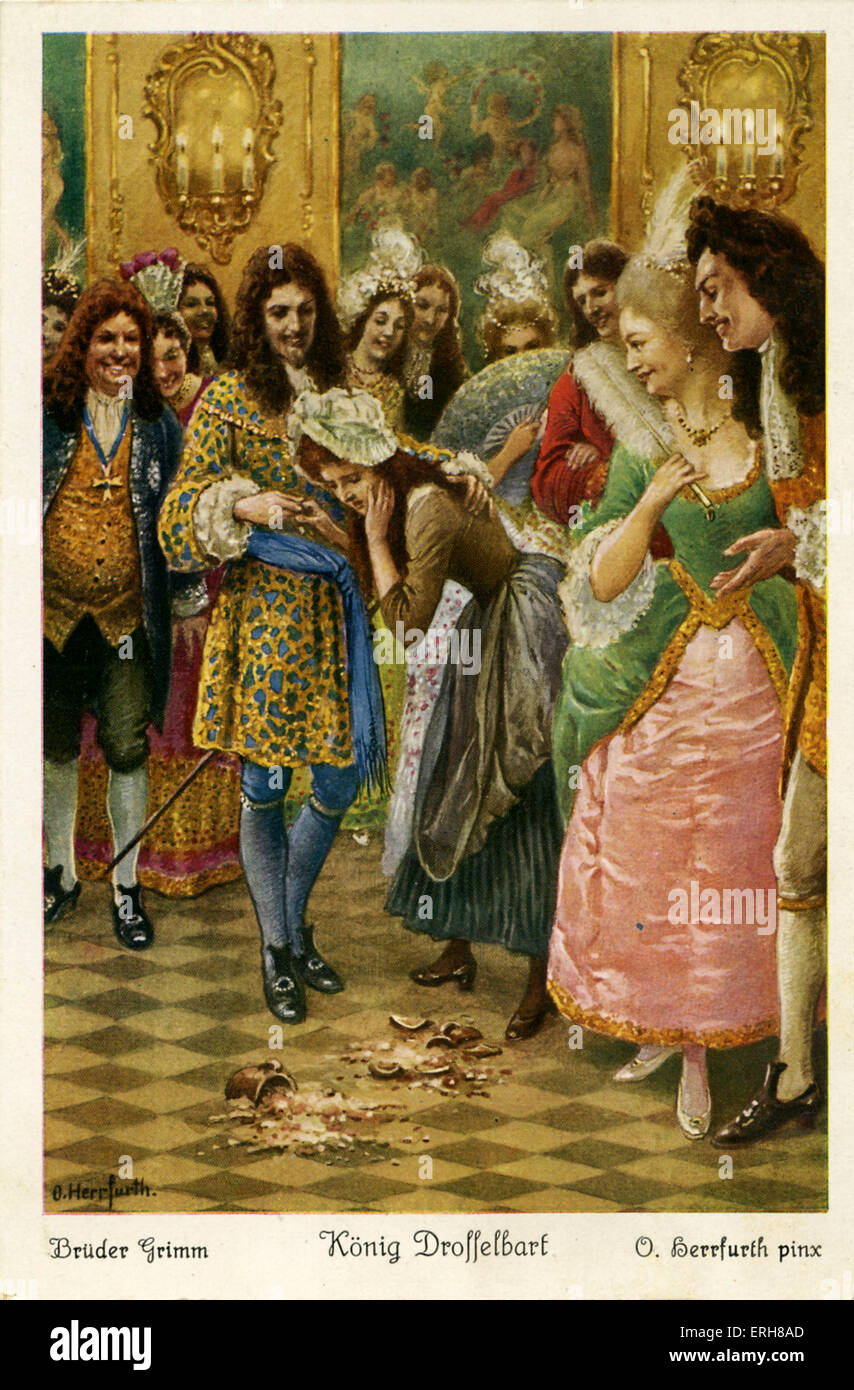 Re Drosselbart dai fratelli Grimm. Autori tedeschi di favole e canzoni sulla base di pre-Cristiano mitologia germanica. Foto Stock