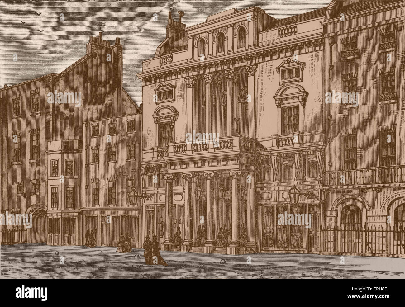 Vista esterna del St James's Theatre, King Street, Londra, con il pubblico di entrare nel palazzo. Progettato da Samuel Beazley e Foto Stock