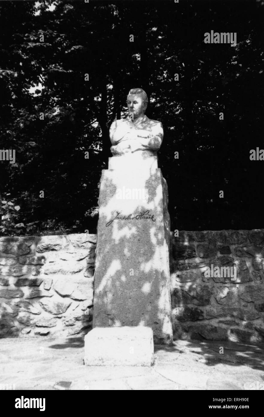 Jaroslav Hasek - busto / scultura. Il romanziere Ceca 1883 - 1923. Autore di "Il buon soldato Svejk' Foto Stock