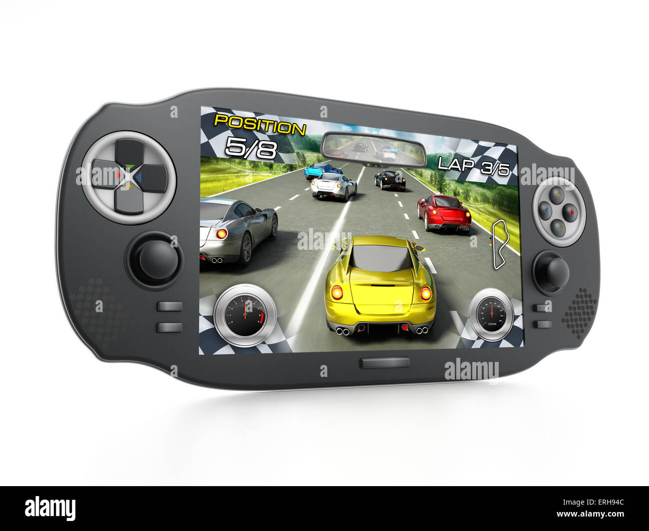 Video portatile dispositivo di gioco isolato su bianco. Foto Stock