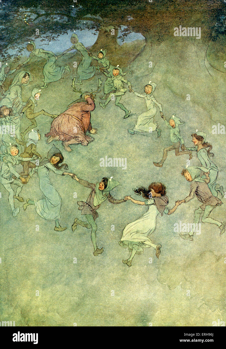 Le allegre comari di Windsor di William Shakespeare. Illustrazione di Hugh Thomson, 1910. Atto IV, scena 4. Didascalia: [padrona Foto Stock