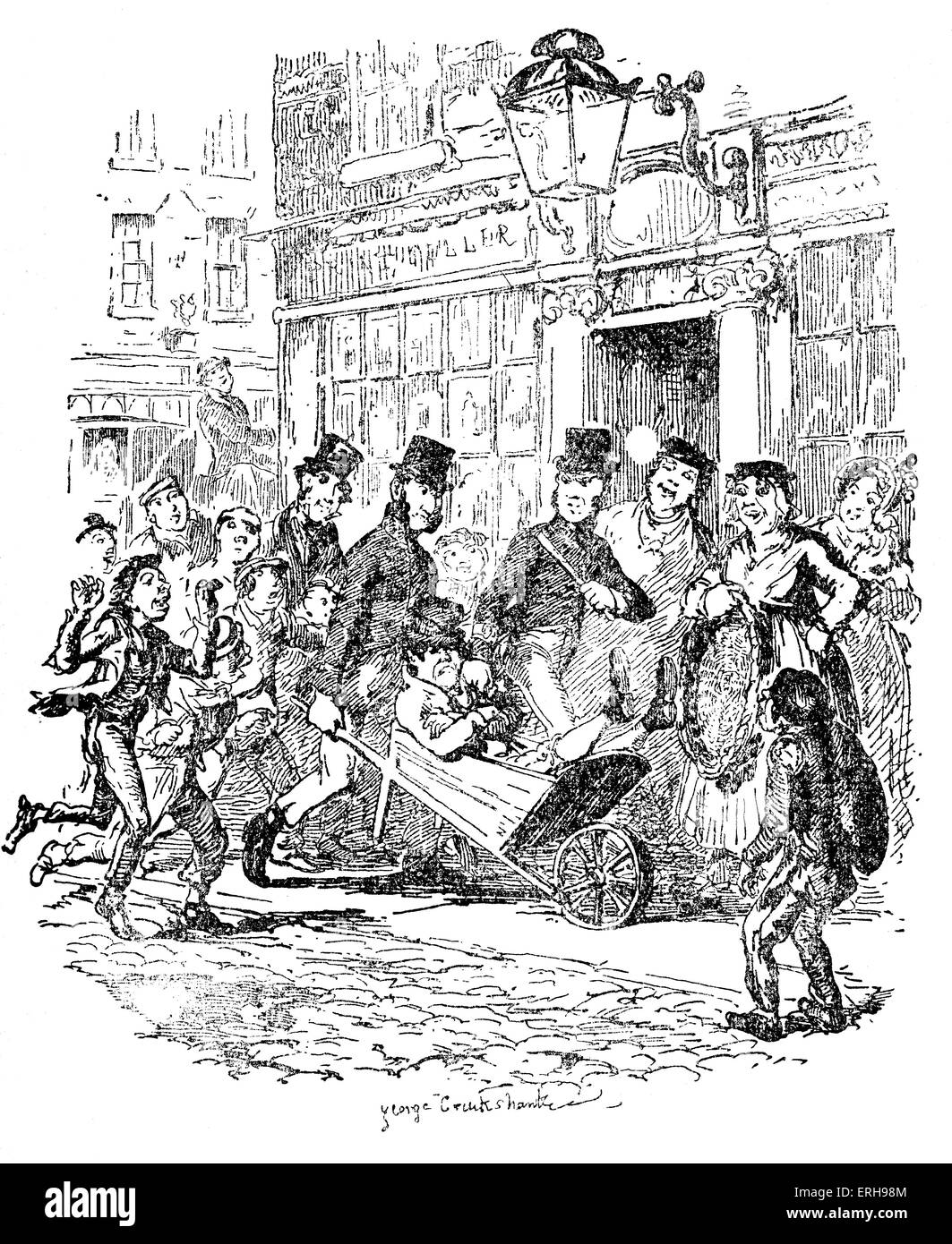 Schizzi di Boz: illustrativi di ogni giorno la vita quotidiana e la gente da Charles Dickens. Scena: 'A Pickpocket in custodia cautelare'. Foto Stock