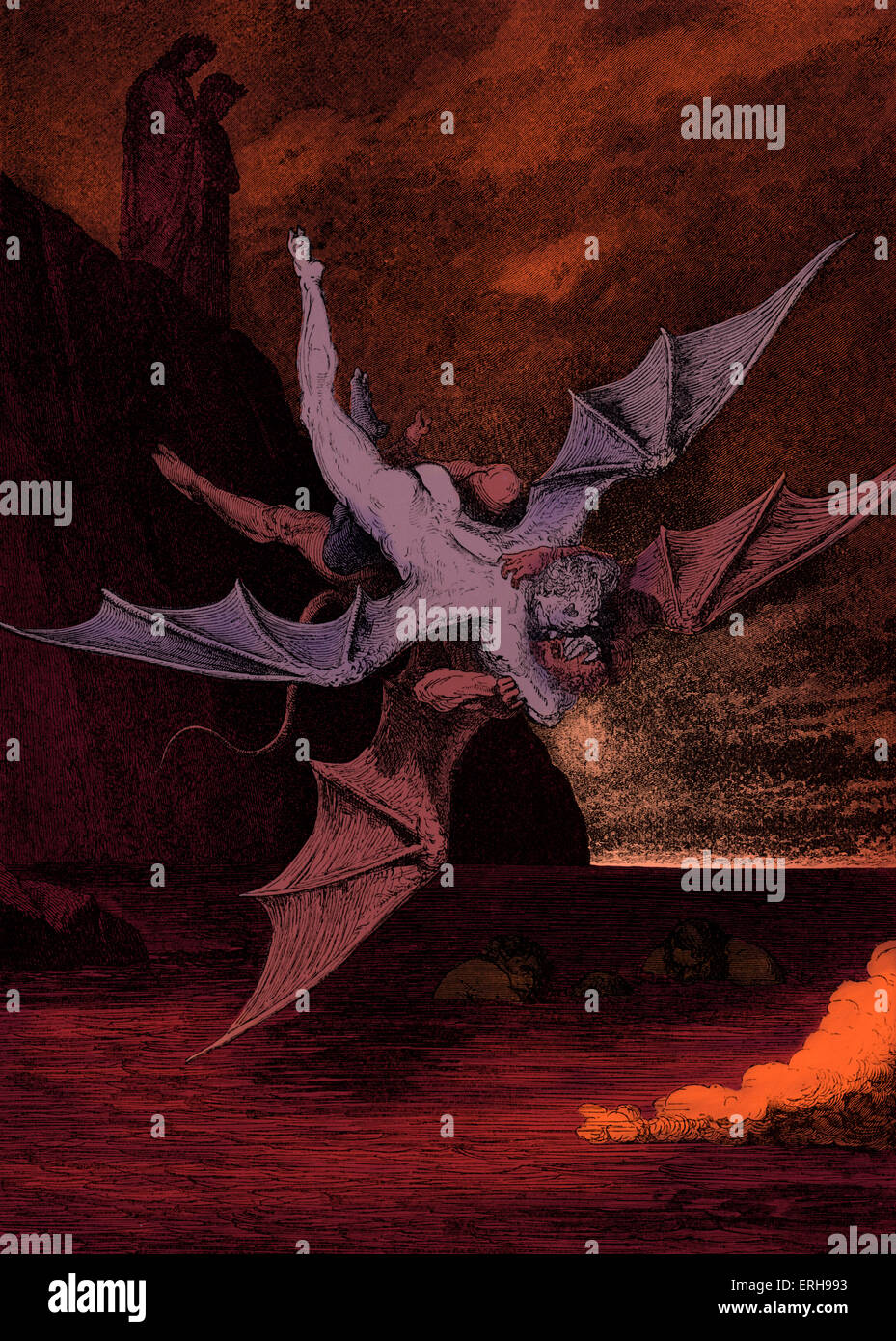 Dante Alighieri, La Divina Commedia, l'Inferno (Divina Commedia, Inferno) - Canto XXII (22): illustrazione di Gustave Doré per Foto Stock