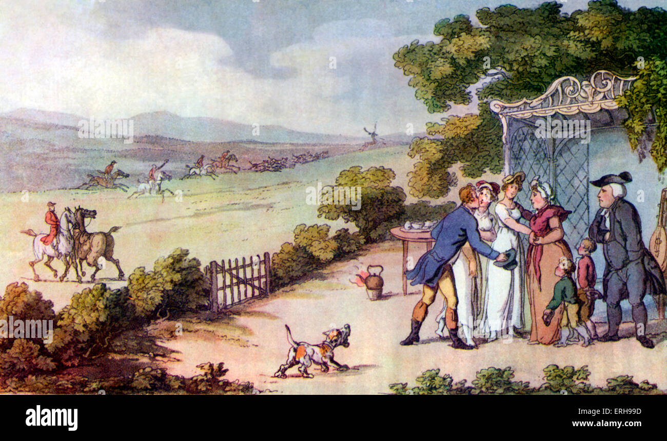 Vicario di Wakefield da Oliver Goldsmith. 'L'Esquire dell' intrusione da Thomas Rowlandson, artista inglese: 1757 - 1827. OG: Foto Stock