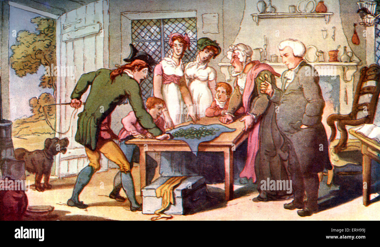 Vicario di Wakefield da Oliver Goldsmith. "Al lordo degli occhiali Verdi' di Thomas Rowlandson, artista inglese: 1757 - 1827. OG: Foto Stock