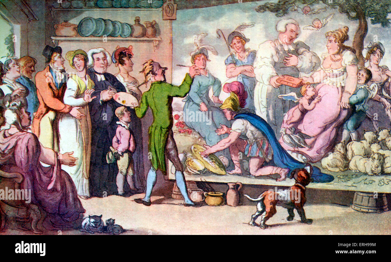 Vicario di Wakefield da Oliver Goldsmith. "La foto di famiglia" di Thomas Rowlandson, artista inglese: 1757 - 1827. OG: anglo-irlandese Foto Stock