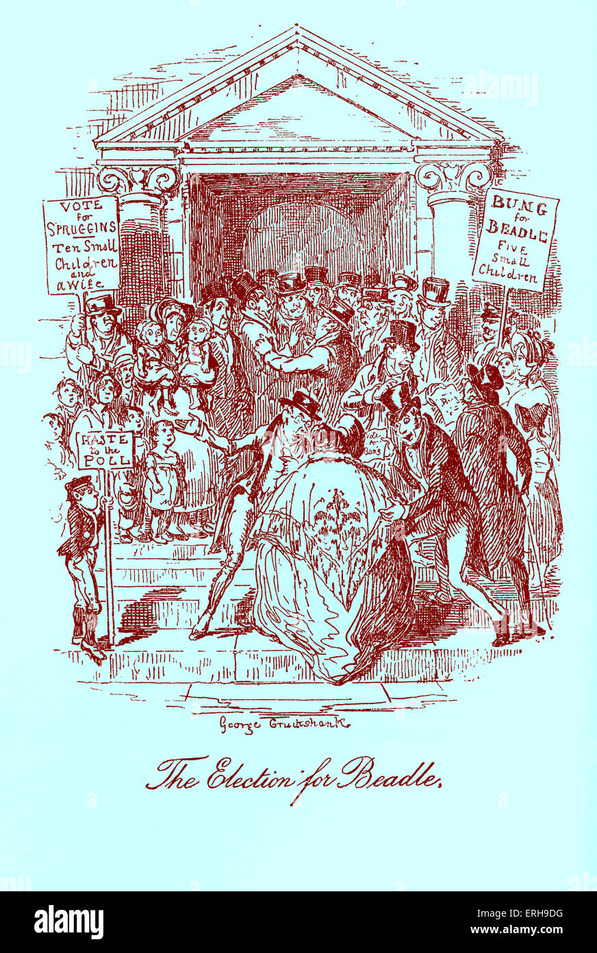 Schizzi di Boz: illustrativi di ogni giorno la vita quotidiana e la gente da Charles Dickens. Scena: 'L'elezione per Beadle'. Foto Stock