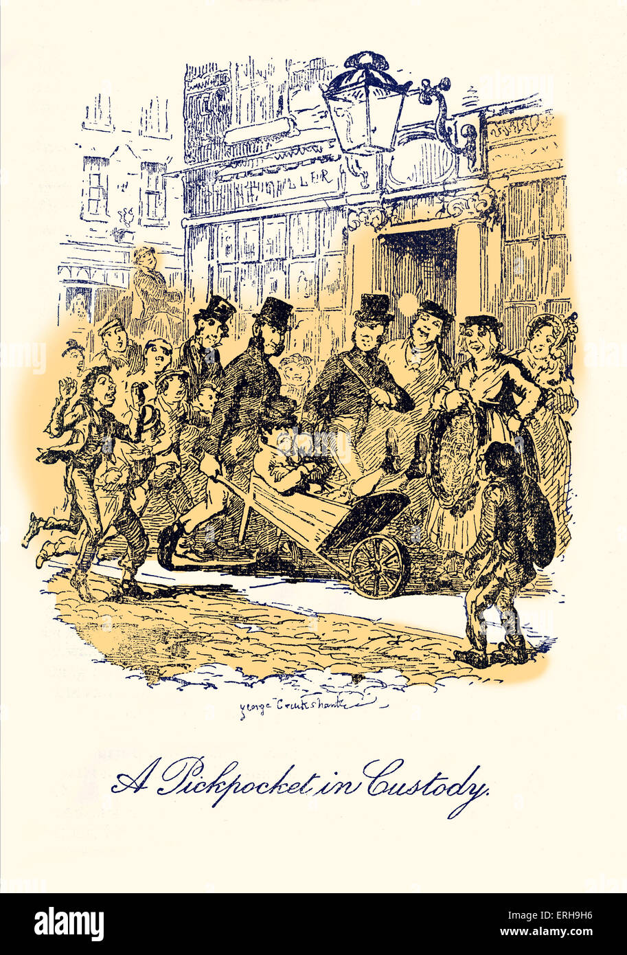 Schizzi di Boz: illustrativi di ogni giorno la vita quotidiana e la gente da Charles Dickens. Scena: 'A Pickpocket in custodia cautelare'. Foto Stock