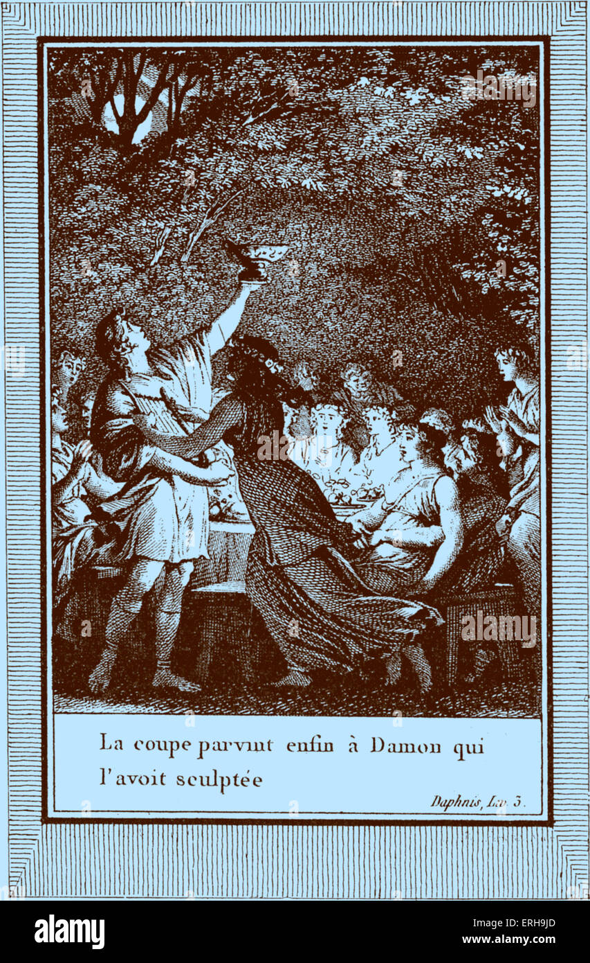 Salomon Gessner 'Idyllen' [Idilli] - dall'illustrazione da Moreau il giovane. Didascalia: 'La coupe parvint enfin à Damon qui Foto Stock