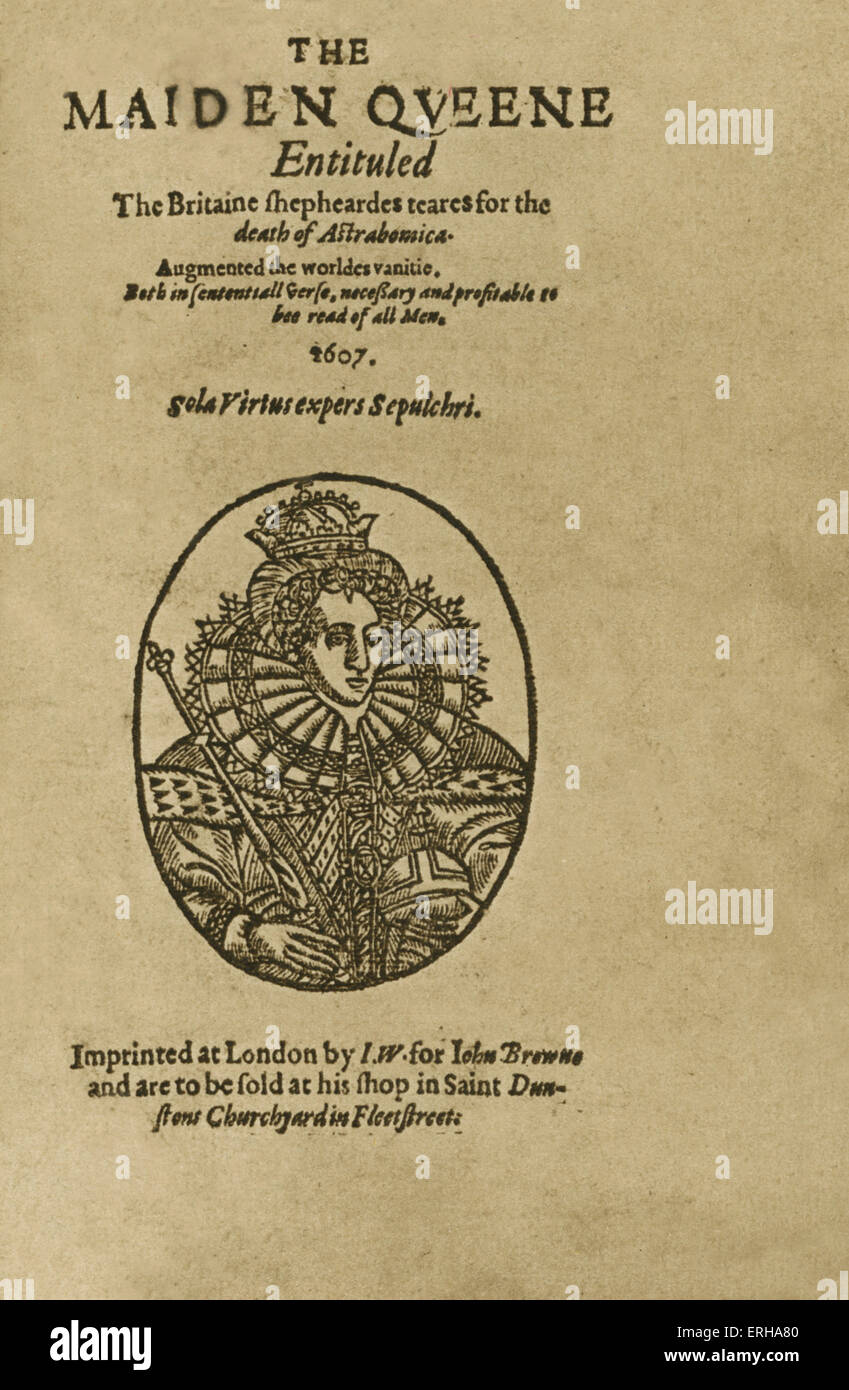 Titolo pagina: "La fanciulla Queen' da Henry Raymond, stampati a Londra da John Browne, 1607. La fanciulla la Regina è un opera poetica Foto Stock