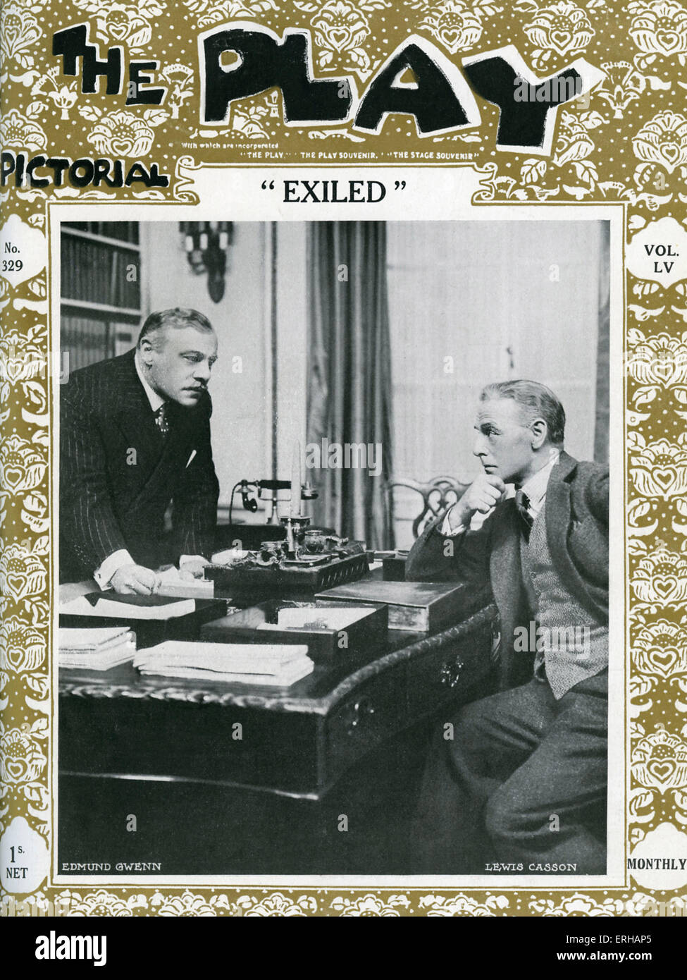 Esiliato da John Galsworthy ( 1867-1933), 1929. Titlepage con Edmund Gwenn (1877-1957, a destra) e Lewis Casson (1875-1969, a sinistra). Il gioco vol. 55, n. 329, Foto Stock