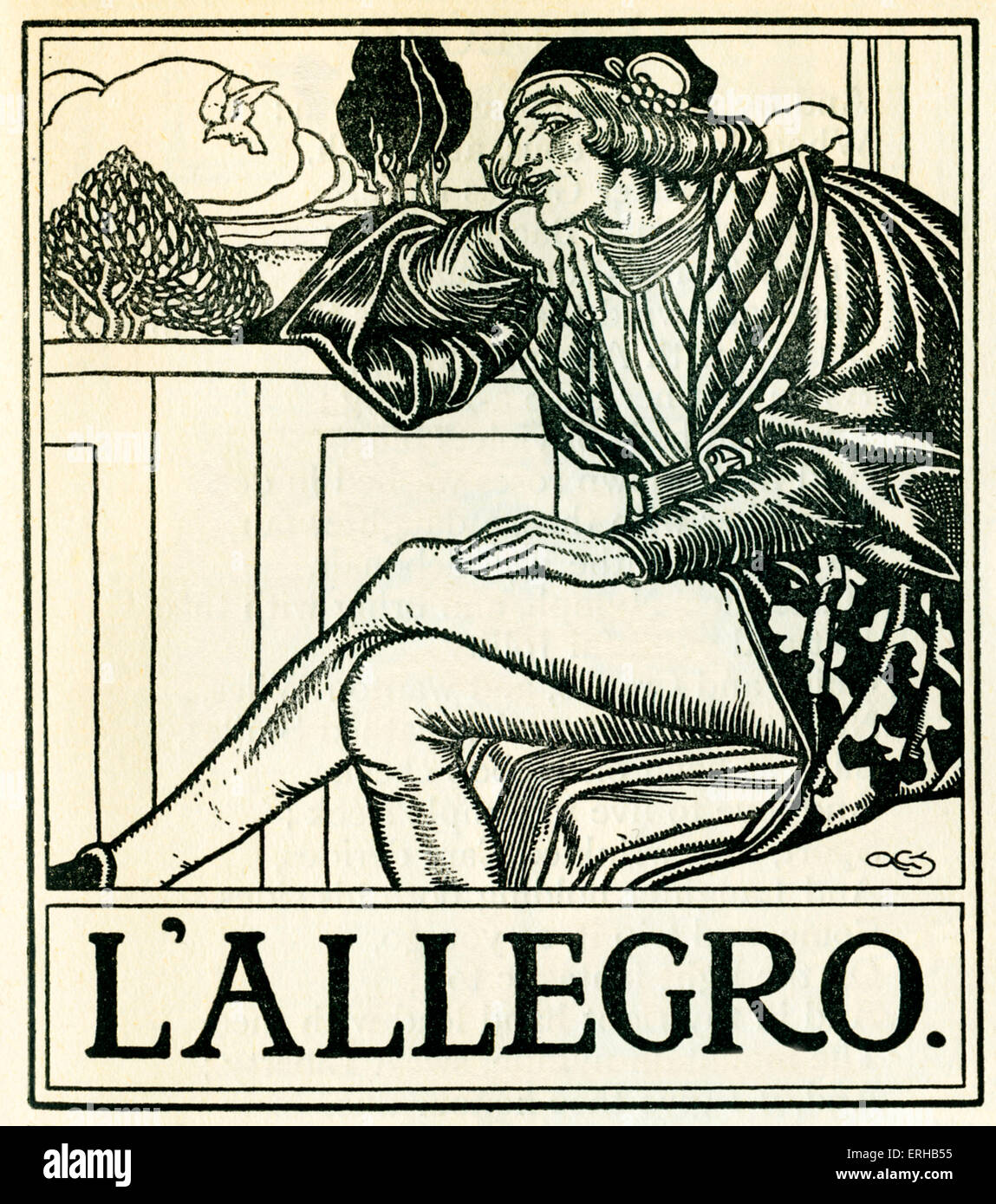 L'Allegro da John Milton (1608-1674). I'Allegro (italiano: "l'uomo felice") è un poema pastorale pubblicata con Milton's 1645 Foto Stock