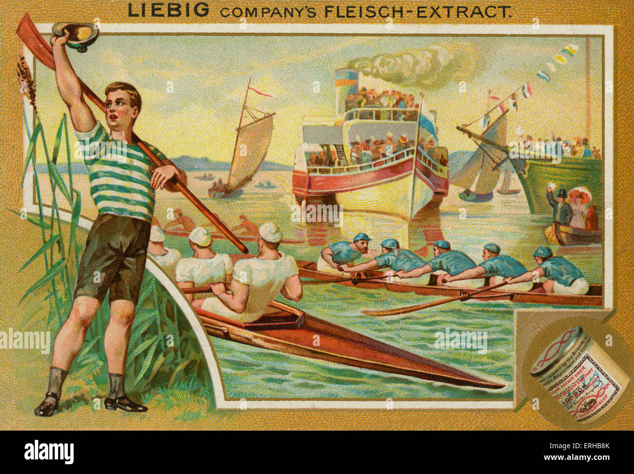 Una gara di canottaggio . Scheda di Liebig, Sport, 1896. Foto Stock