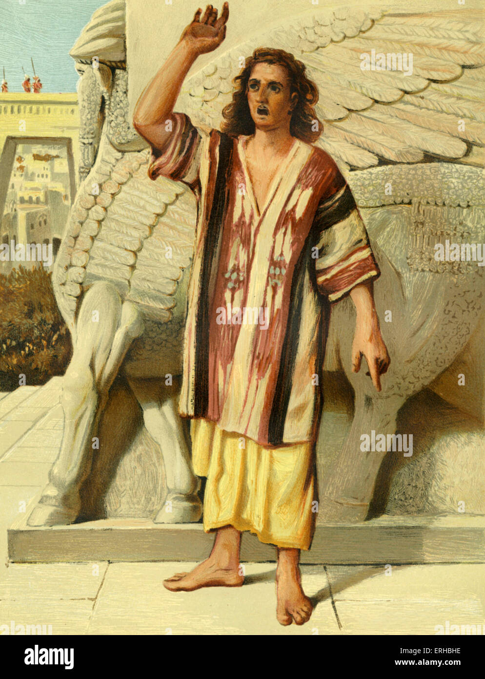 La predicazione di Giona a Ninive. Nel Vangelo di Matteo, Gesù fa riferimento a Giona, che predicava un avvertimento al popolo di Foto Stock