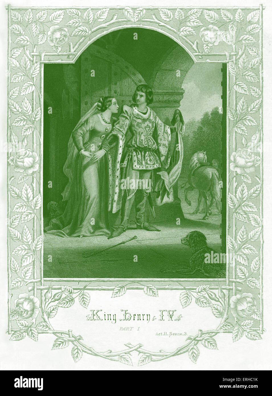 Il re Enrico IV (parte I) da William Shakespeare. Atto II SCENA 3. La didascalia recita "Hotspur e Lady Percy'. Incisione. Poeta inglese Foto Stock