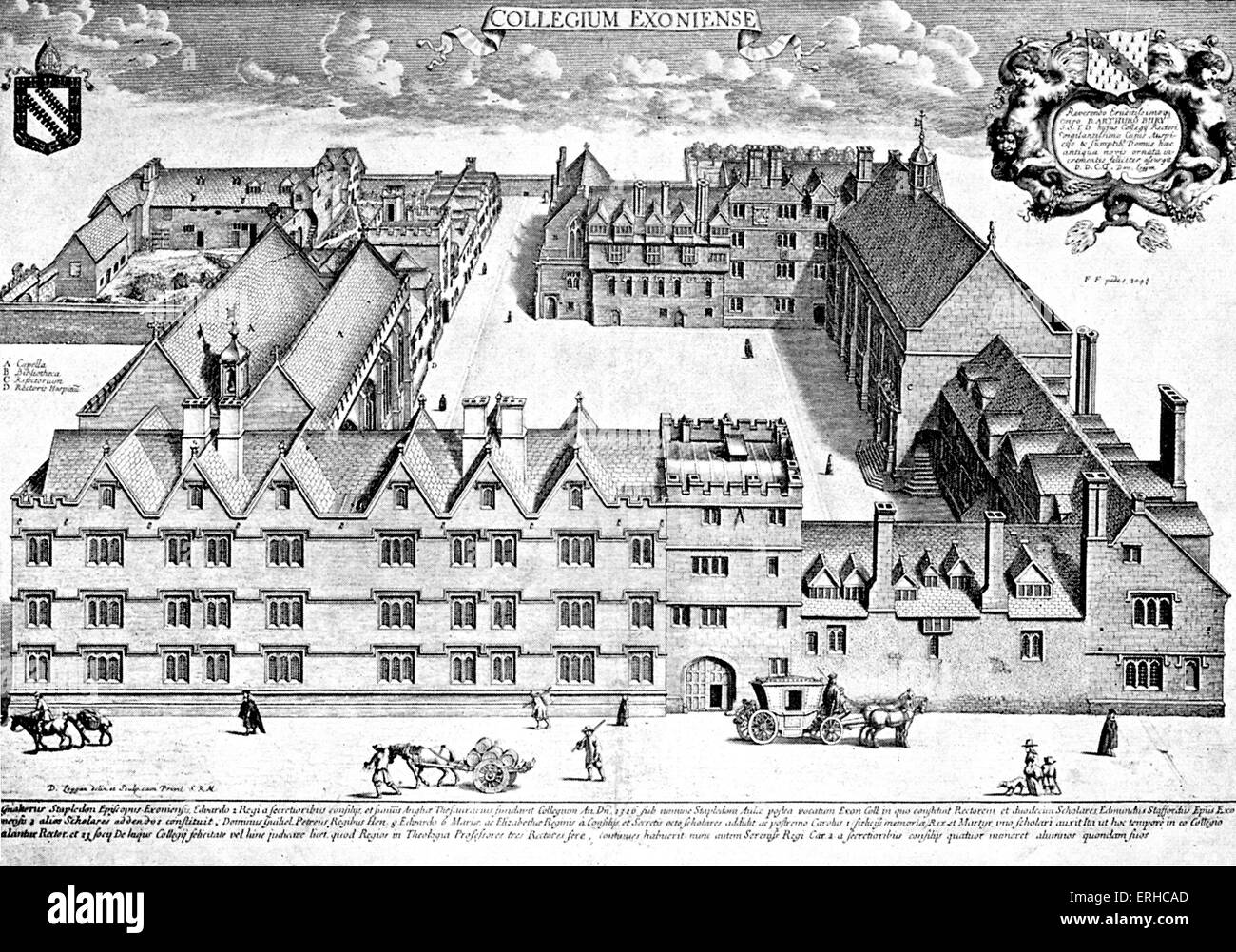 Exeter College di Oxford University, Inghilterra. Xvii secolo vista. Dopo l'illustrazione di David Loggan, parte della serie da Foto Stock