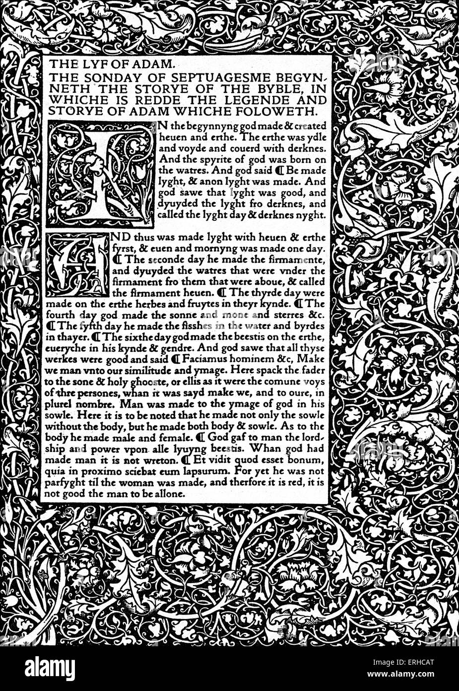 Pagina dal 'Legenda Aurea' da William Caxton. Progettato da William Morris e stampati dalla sua stampa privata company, il Foto Stock