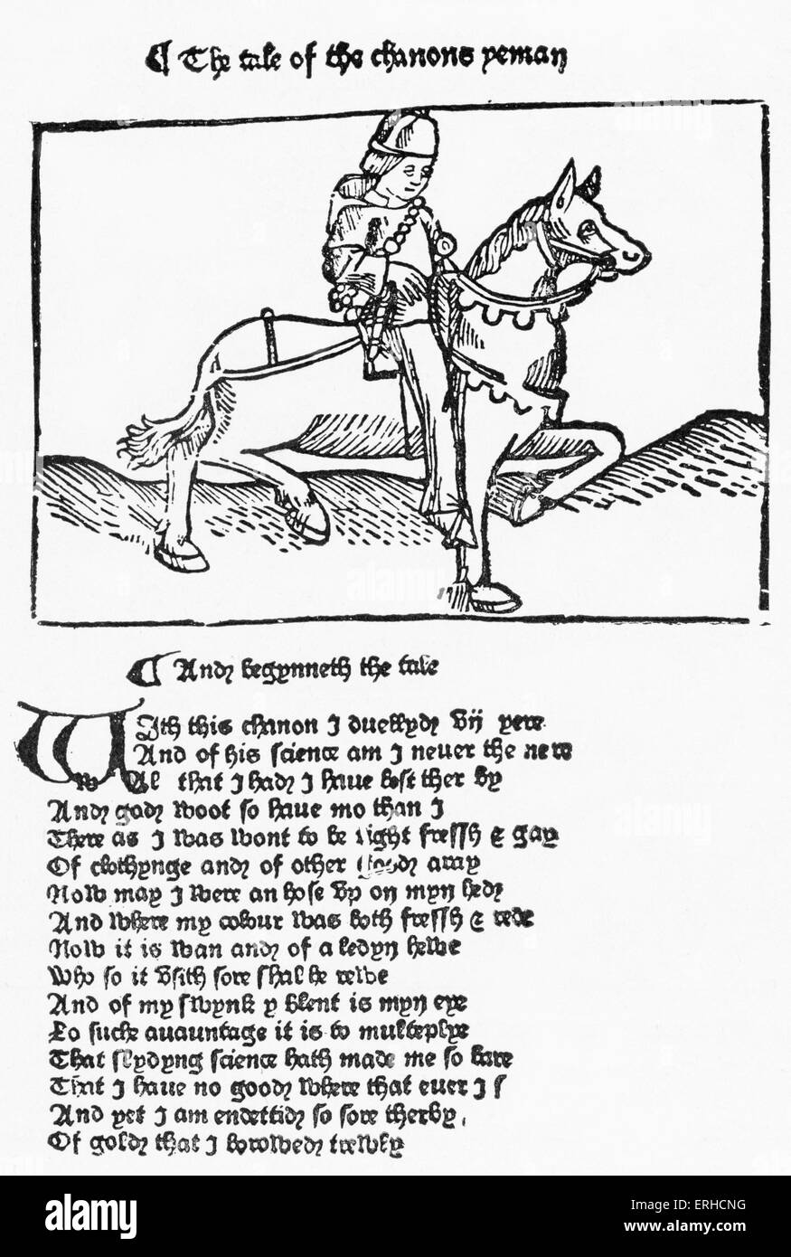 Canterbury Tales di Geoffrey Chaucer - "La Favola del Chanone Yeman'. Dopo una illustrazione dalla seconda edizione stampata Foto Stock