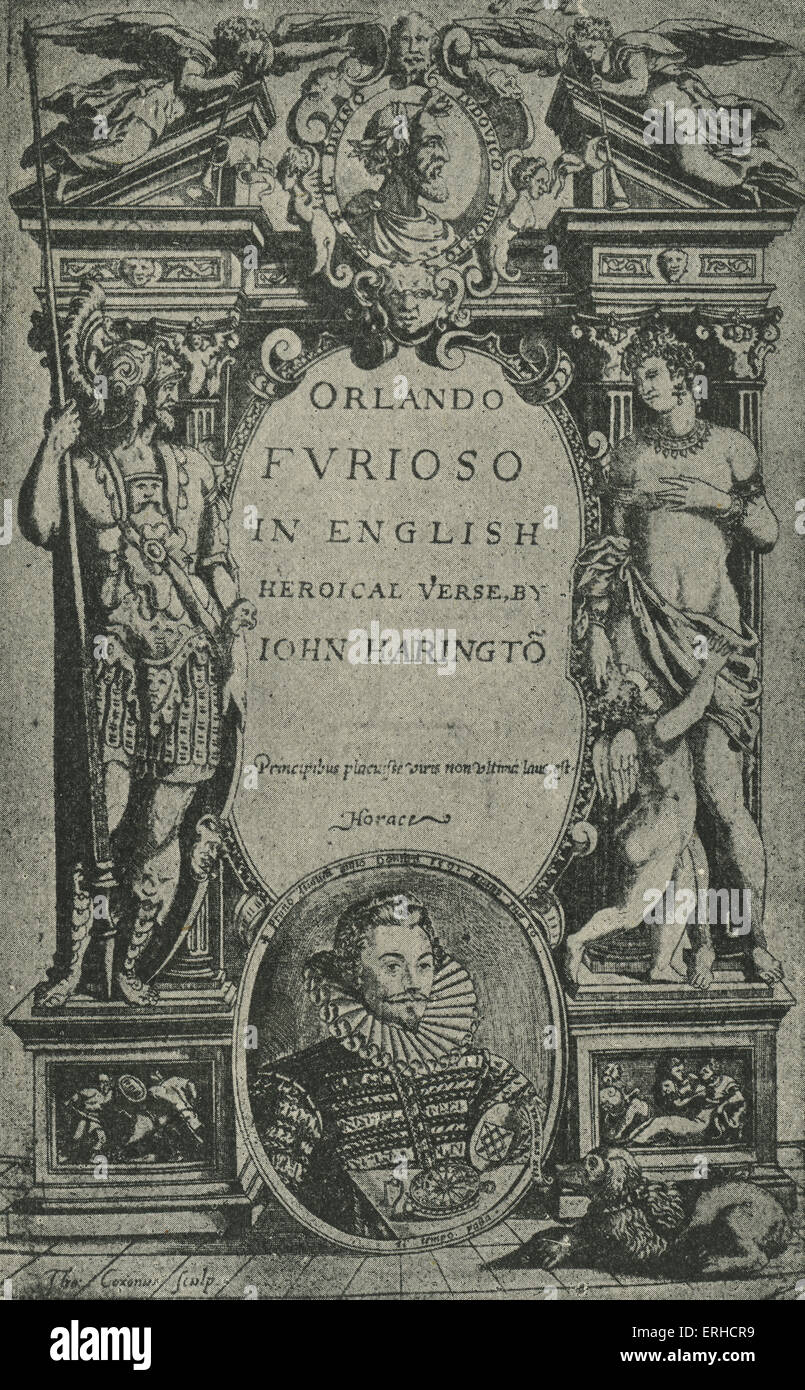 Pagina Del Titolo Della Traduzione Inglese Di Orlando Furioso A Cura Di Ludovico Ariosto Con Il Ritratto Del Traduttore John Harington Il Xvi Secolo La Poeta Italiano 8 Settembre 1474 6