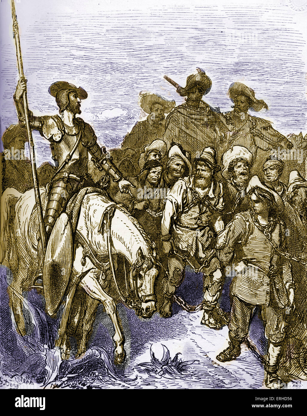 La storia di Don Quijote de la Mancha scritto da Miguel de Cervantes , autore spagnolo e illustrato da Gustav Dore. Foto Stock