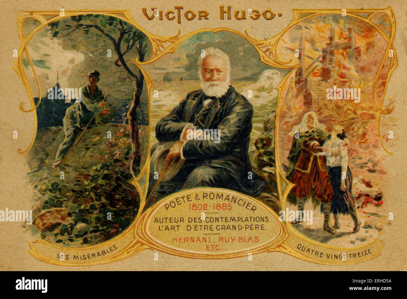 Victor Hugo - poeta francese scrittore romancier, 26 Febbraio 1802 - 22 maggio 1885. Illustrazione per Les Miserables e Quatre Foto Stock