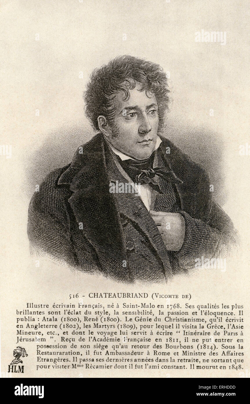 Il visconte Chateaubriand, scrittore francese, 1768-1848. Foto Stock