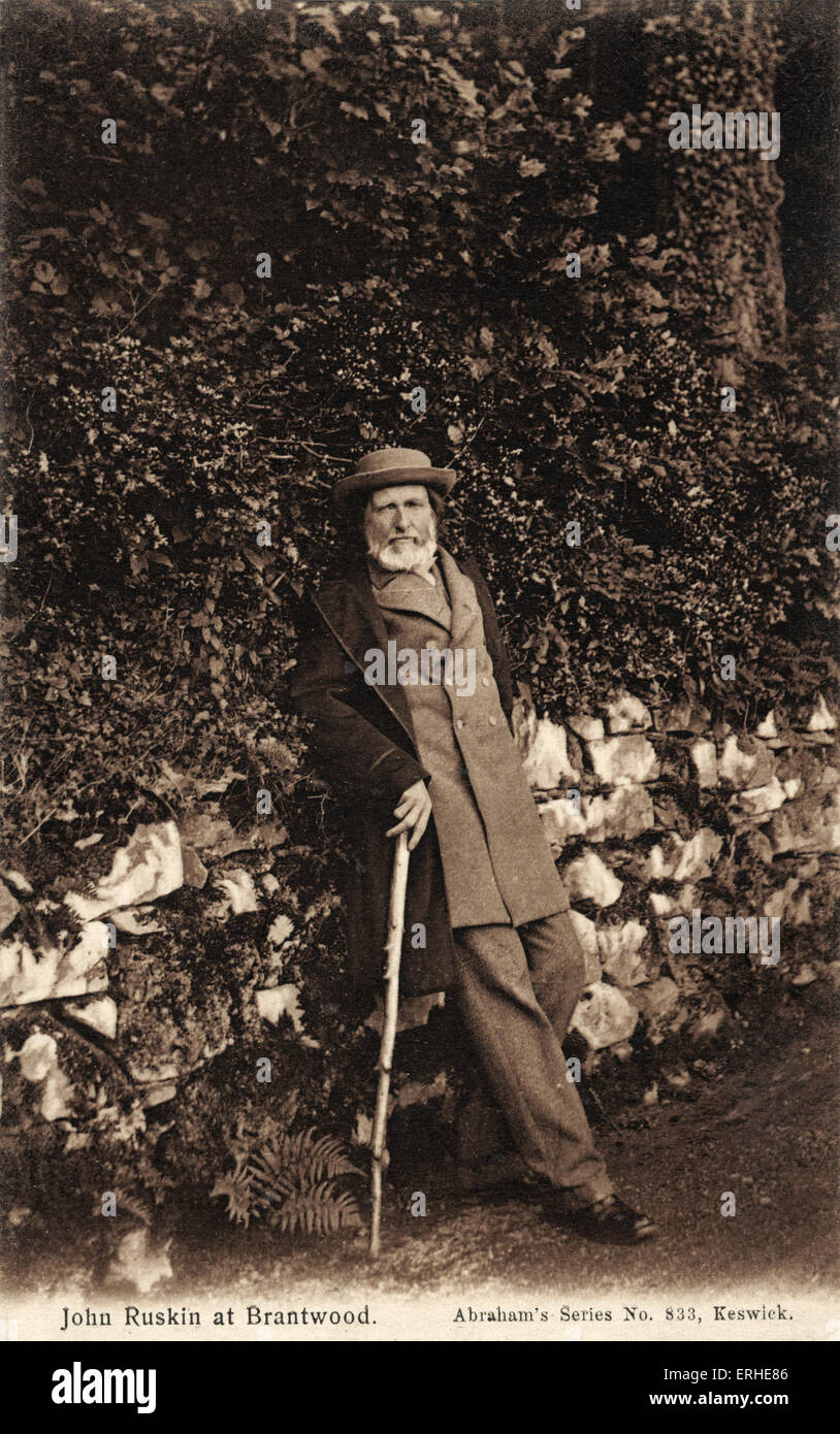 John Ruskin a Brantwood, ritratto come un uomo vecchio. Romantico inglese scrittore e pittore, scienziato e filosofo 8 febbraio Foto Stock