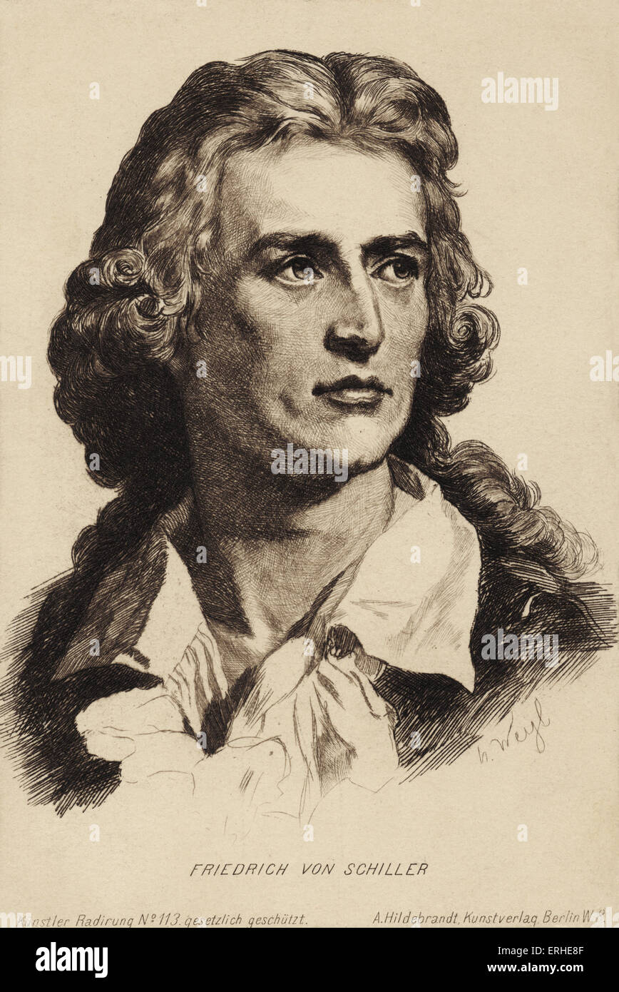 Friedrich von Schiller, ritratto. Il tedesco del XVIII secolo il Drammaturgo, poeta e teorico letterario, 1759-1805 Foto Stock