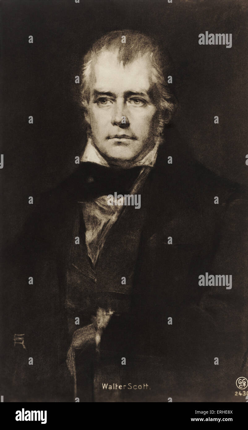 Sir Walter Scott, ritratto. Romanziere inglese e poeta 1771-1832. Foto Stock