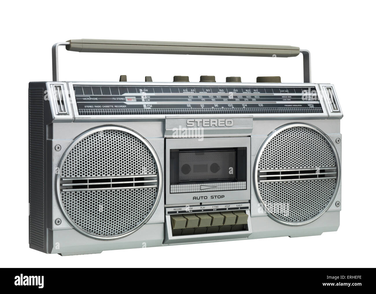 Boom Box isolato su uno sfondo bianco Foto Stock