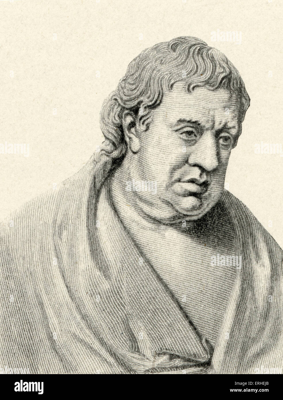 Samuel Johnson, noto come Dr Johnson - scrittore inglese, critico, lessicografo, e incisione conversatore dal busto di J Foto Stock