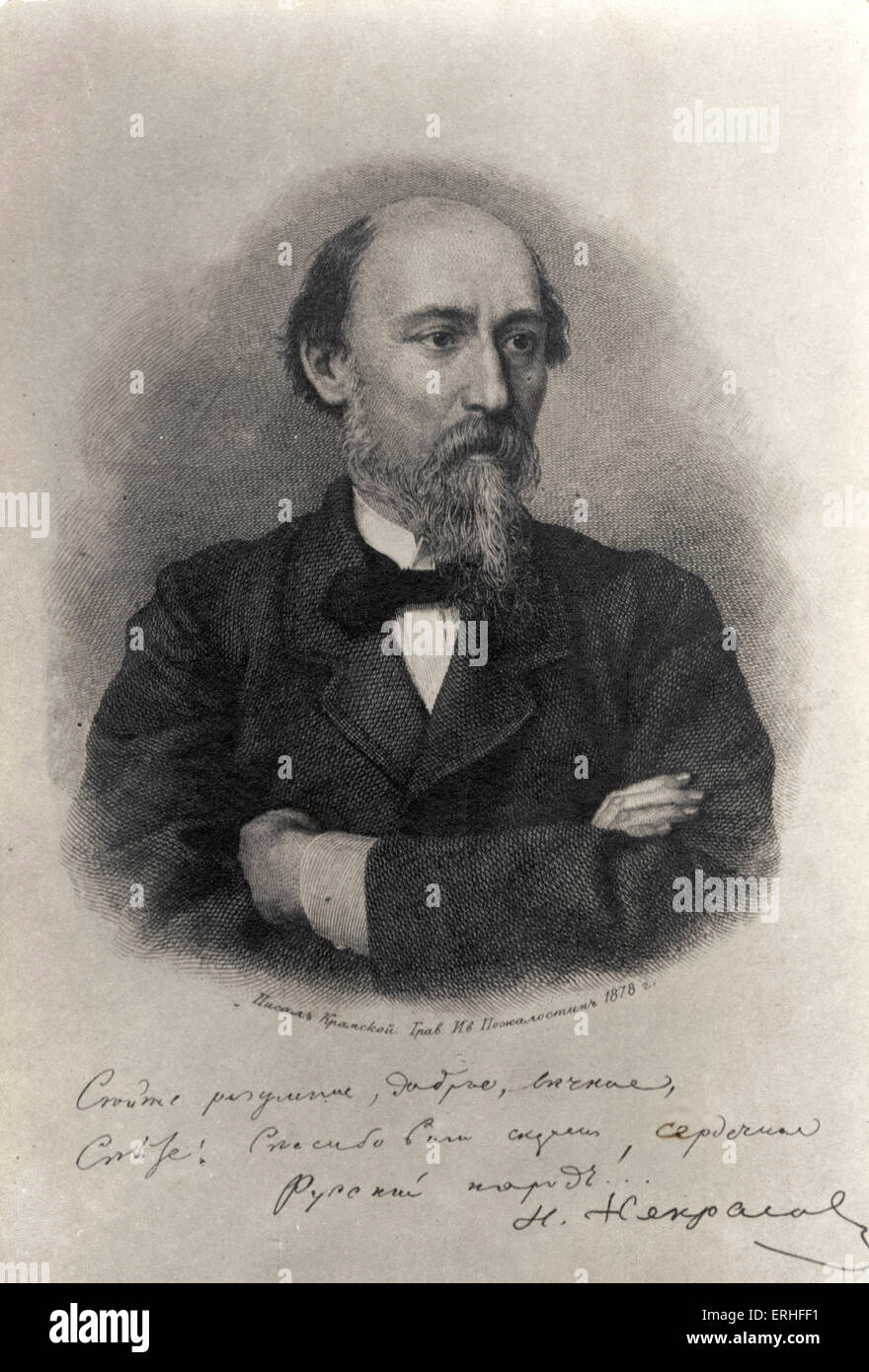 Nikolai Alekseyevich Nekrasov - ritratto - poeta russo 28 Novembre 1821 - 8 Gennaio 1878 Foto Stock